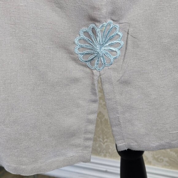 Sana Safinaz Size Small Light Gray Coverup Blue Embroidered Flowers Gray Pearl - Picture 7 of 14